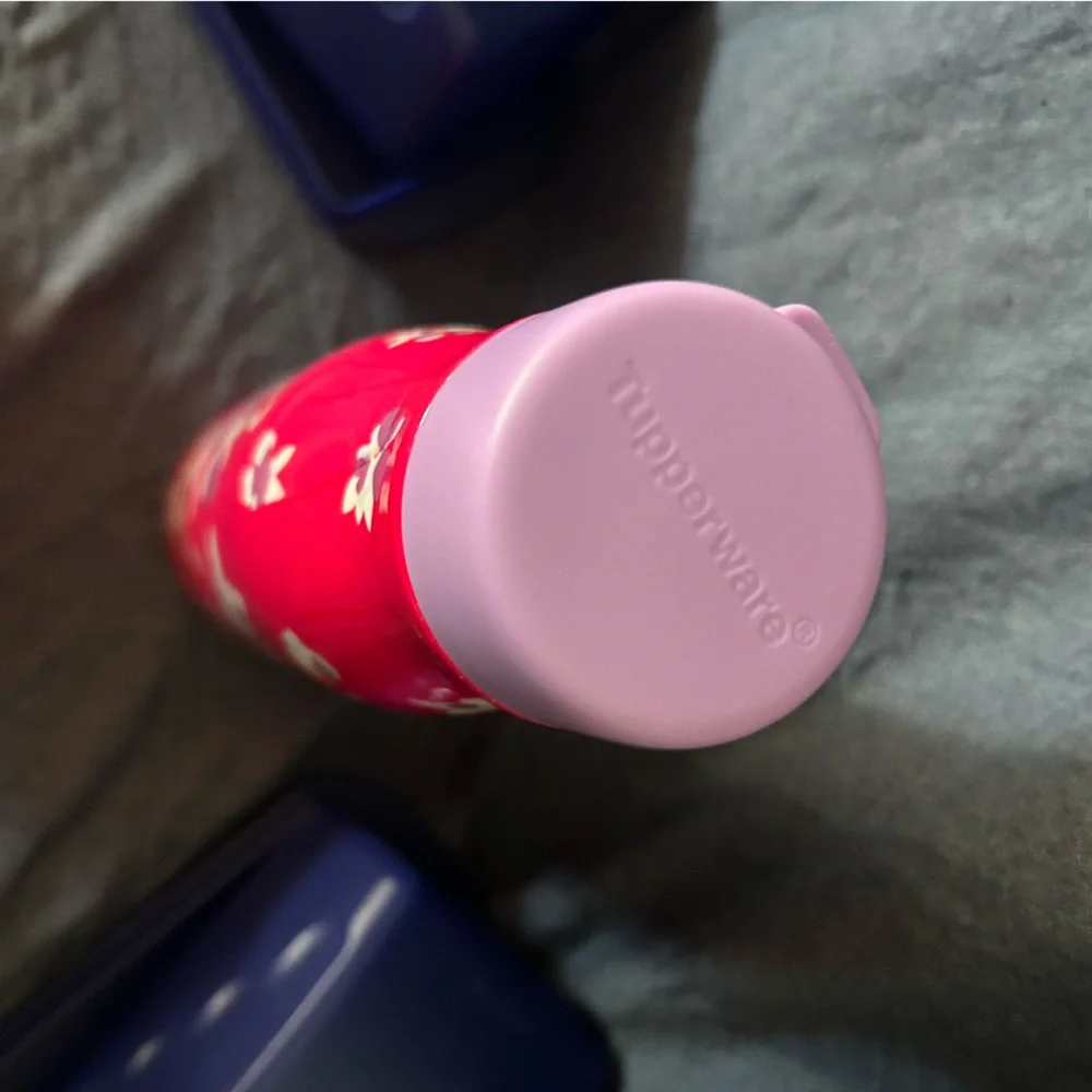 Tupperware Set with Coral soup cup and Navy Containers - Picture 5 of 11